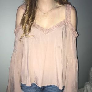 Off-shoulder blush top